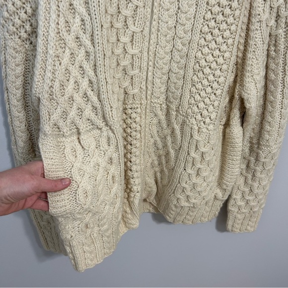 Aran Crafts Irish 100% Merino Wool Cream Full Zip Cardigan Sweater Size XXL - Picture 2 of 6